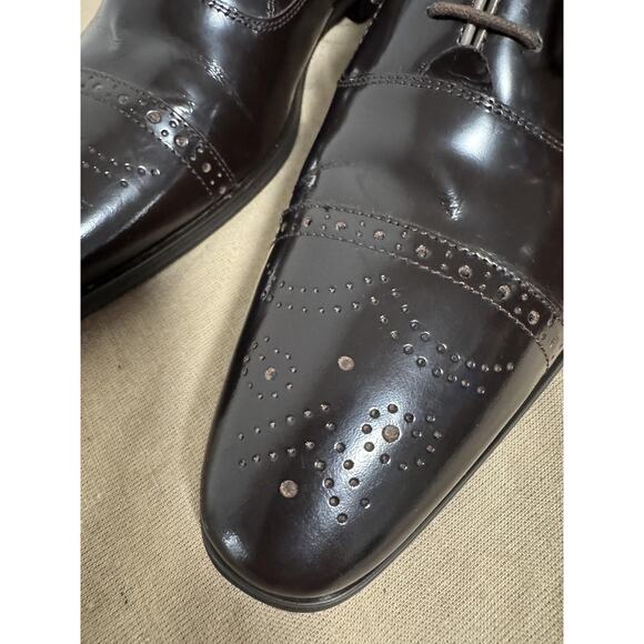 Versace Collection Shoes Mens Size 43 Brown Cap Toe Oxford Brogue Dress Leather - Picture 3 of 16